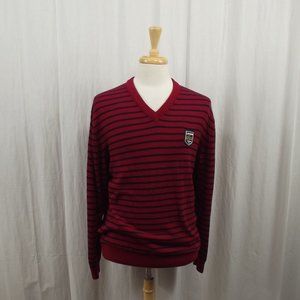 Lacoste Mens Sweater Size 7 XL X-Large Red Blue Stripes Pull Over